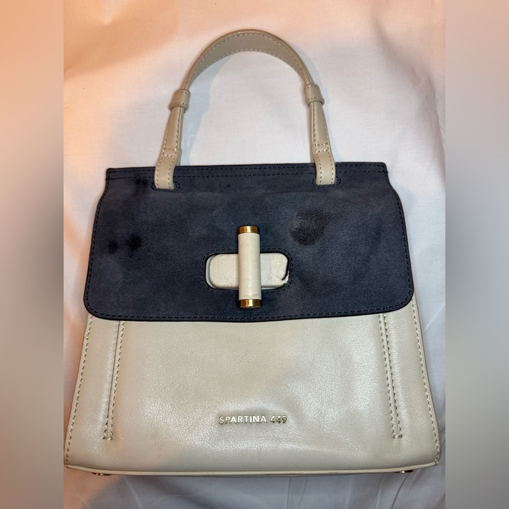 Spartina 449 Navy and Cream Satchel
